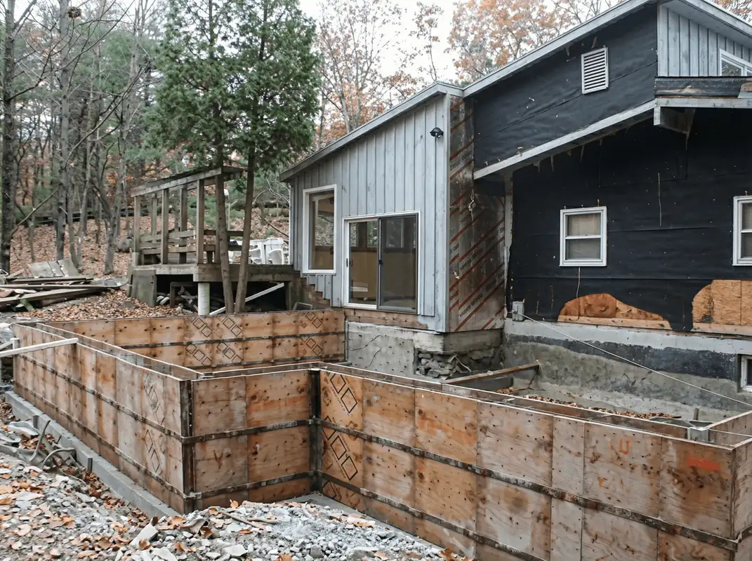 Prepared site with foundation forms for home remodeling and addition project in Anaheim, CA